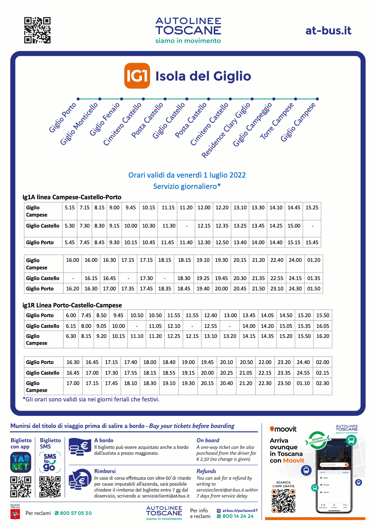 Orari Estivi Linee Autobus Isola Del Giglio In Vigore Dal 1 Luglio 2022