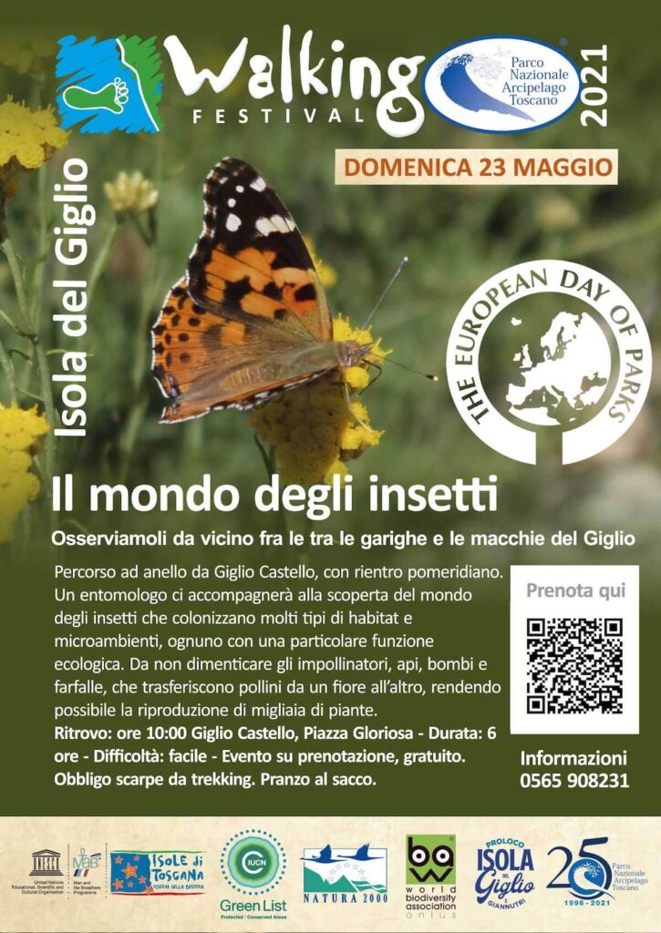 Volantino "Il mondo degli insetti" Escursione Guidata Isola del Giglio 23 Maggio 2021