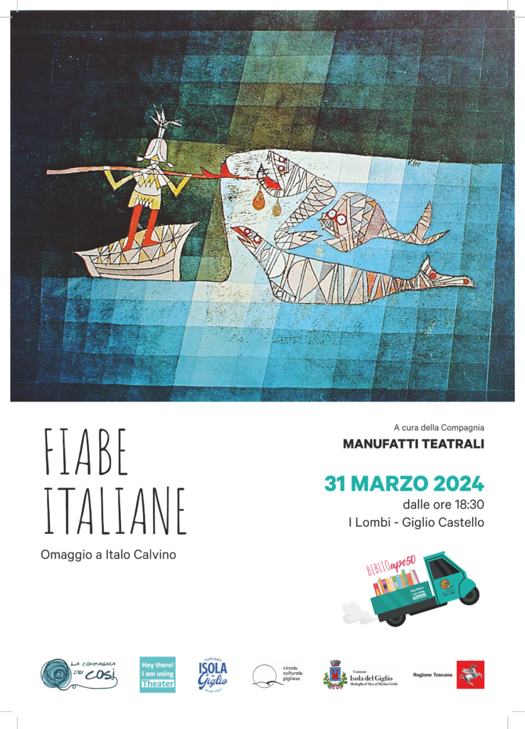 Locandina EventoLettura animata "FIABE ITALIANE", omaggio a Italo Calvino a cura della Compagnia "Manufatti Teatrali"