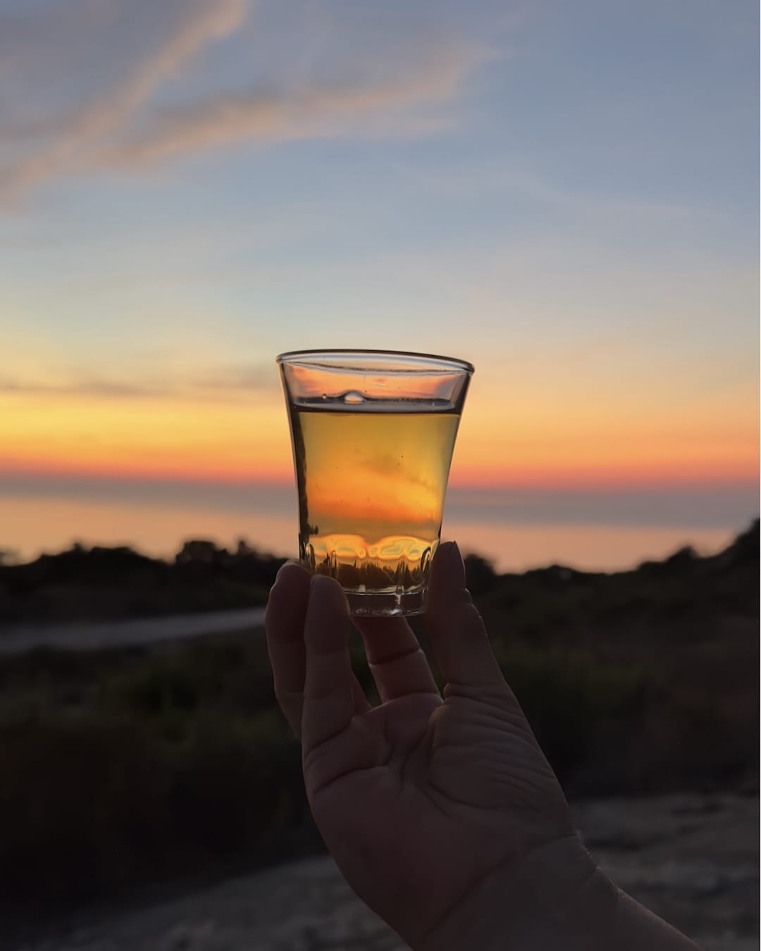 Bicchiere di Vino Ansonaco al Tramonto