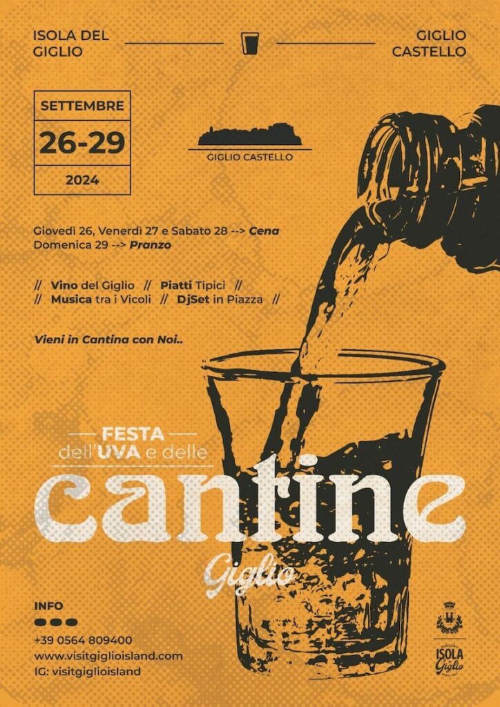 Locandina della Festa dell'Uva e delle Cantina a Giglio Castello 26-29 Settembre 2024