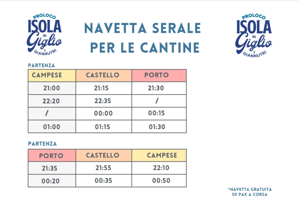 Orario navetta gratuita durante la festa delle Cantine 2024